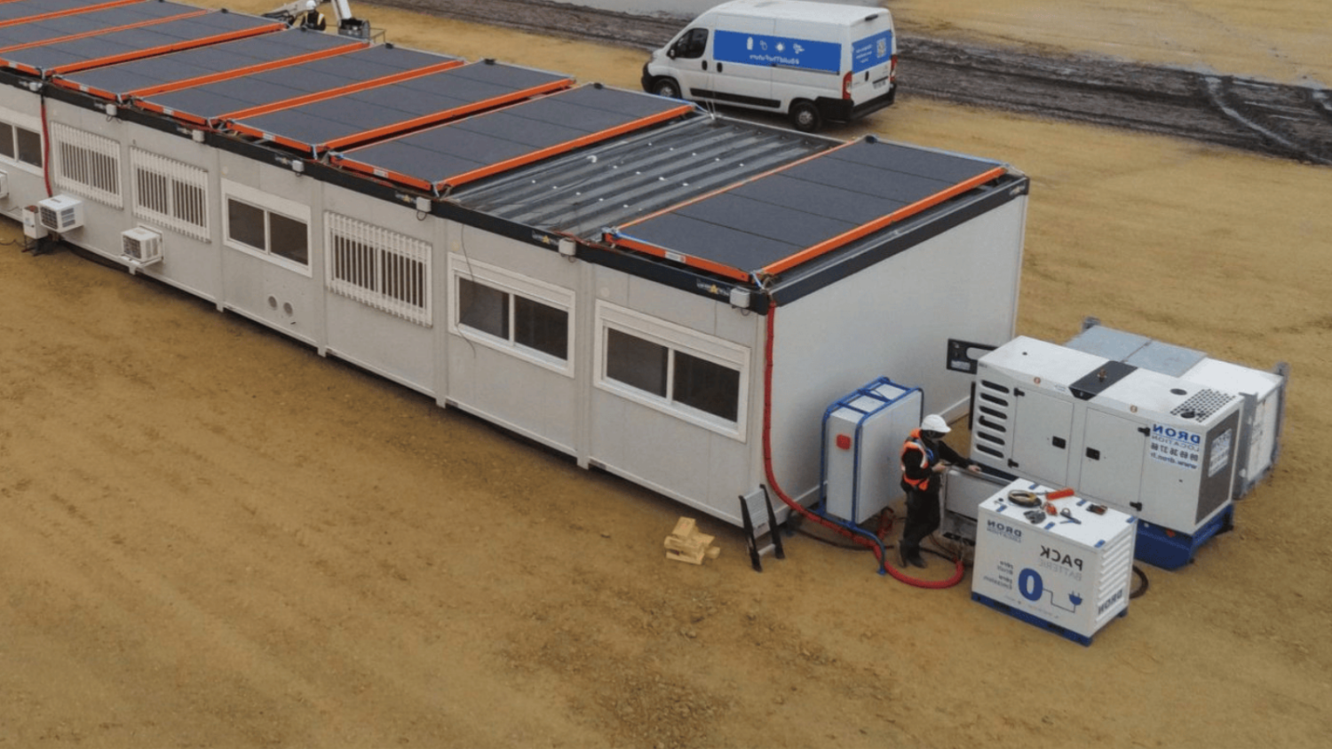 Location châssis solaire mobile EZwatt - Flex-Grid Cadre solaire EZWATT pour bungalows de chantier | Flex-Grid