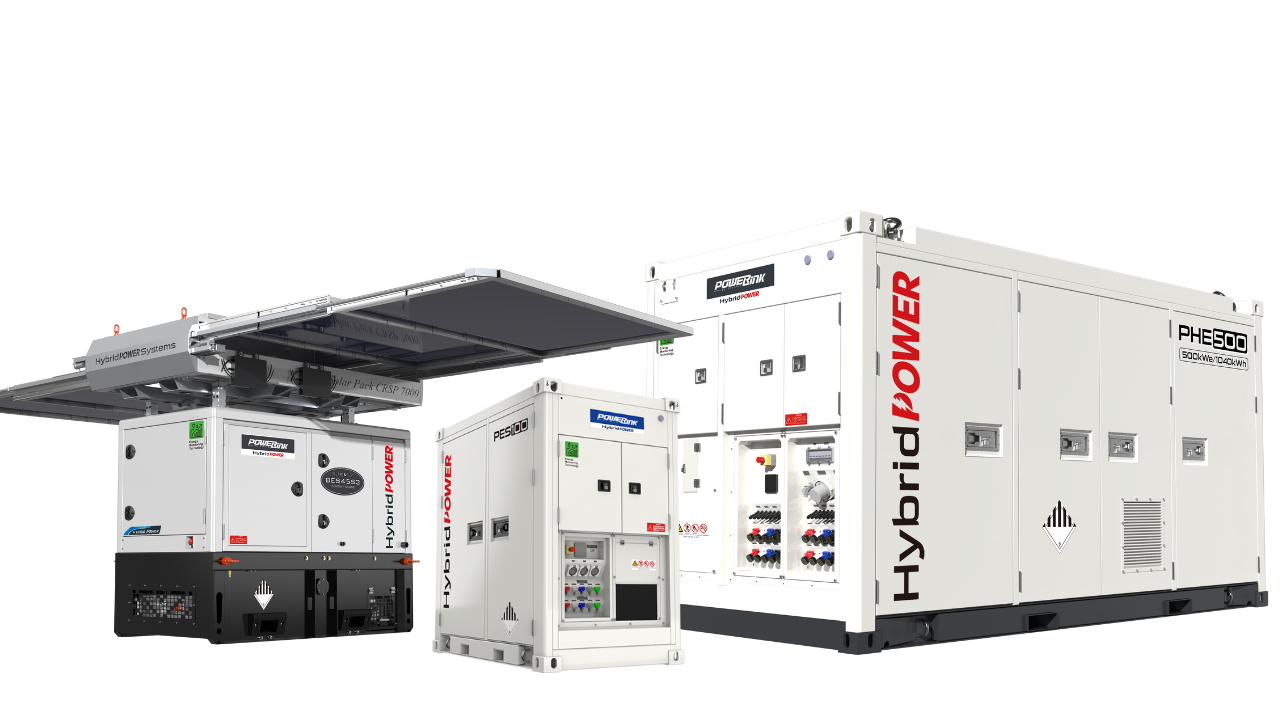Installation hybride avec BESS, solaire, groupe et charges