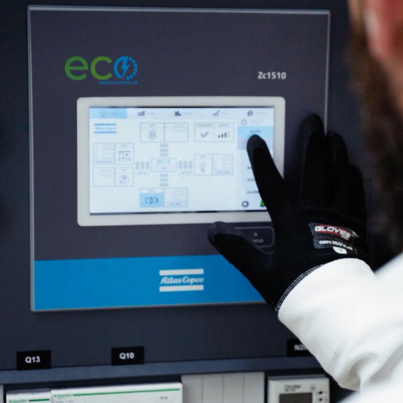 Exemple de contrôleur ECO Atlas Copco pour la gestion des sources d’énergie.