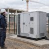 Illustration d’une batterie tampon sur un chantier pour compléter une alimentation électrique limitée